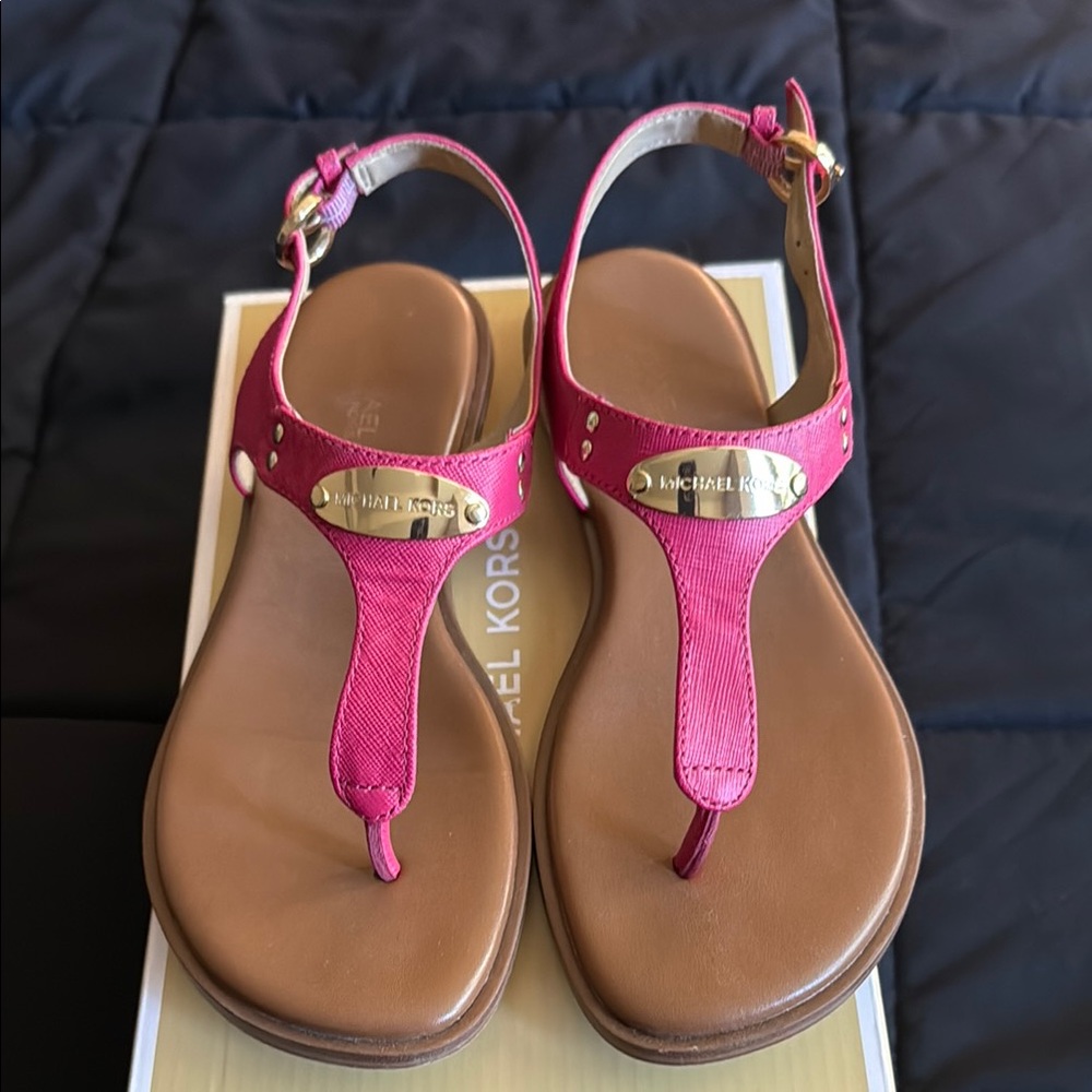 Michael Kors Fuchsia and Gold Sandals